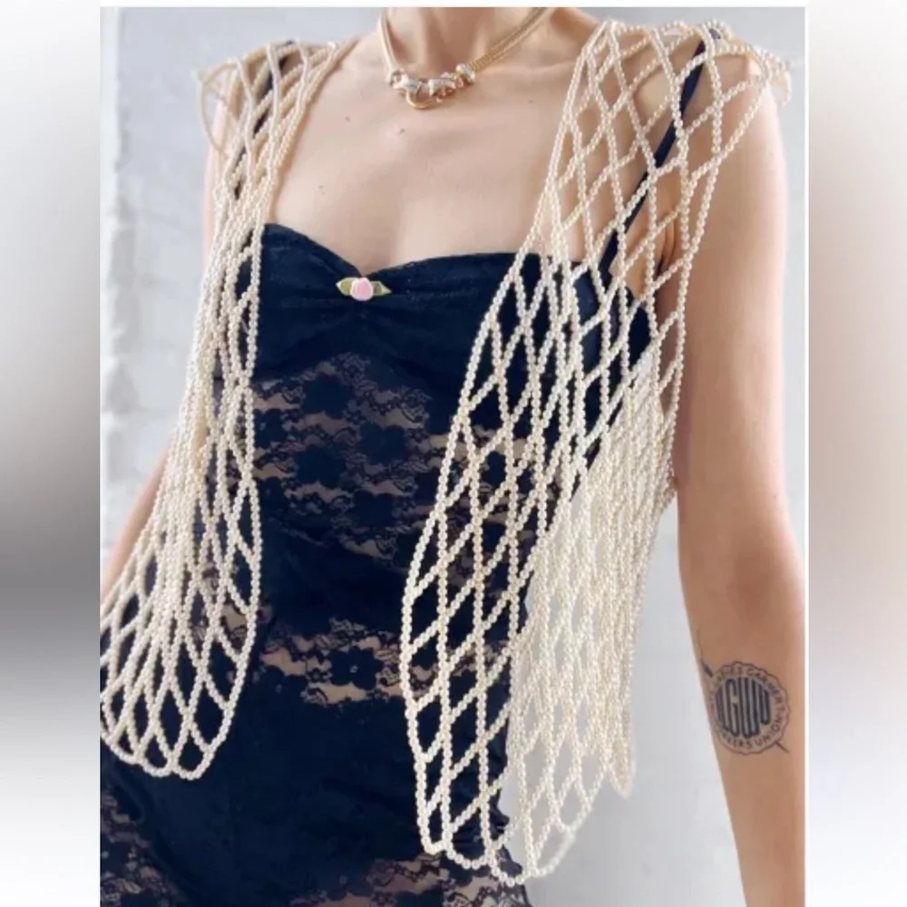 Vintage 1980s Novelty Pearl Vest - Picture 5 of 5